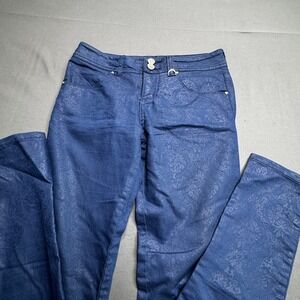Studio F Premium Denim Women's Blue Paisley Print Skinny Jeans Size 28